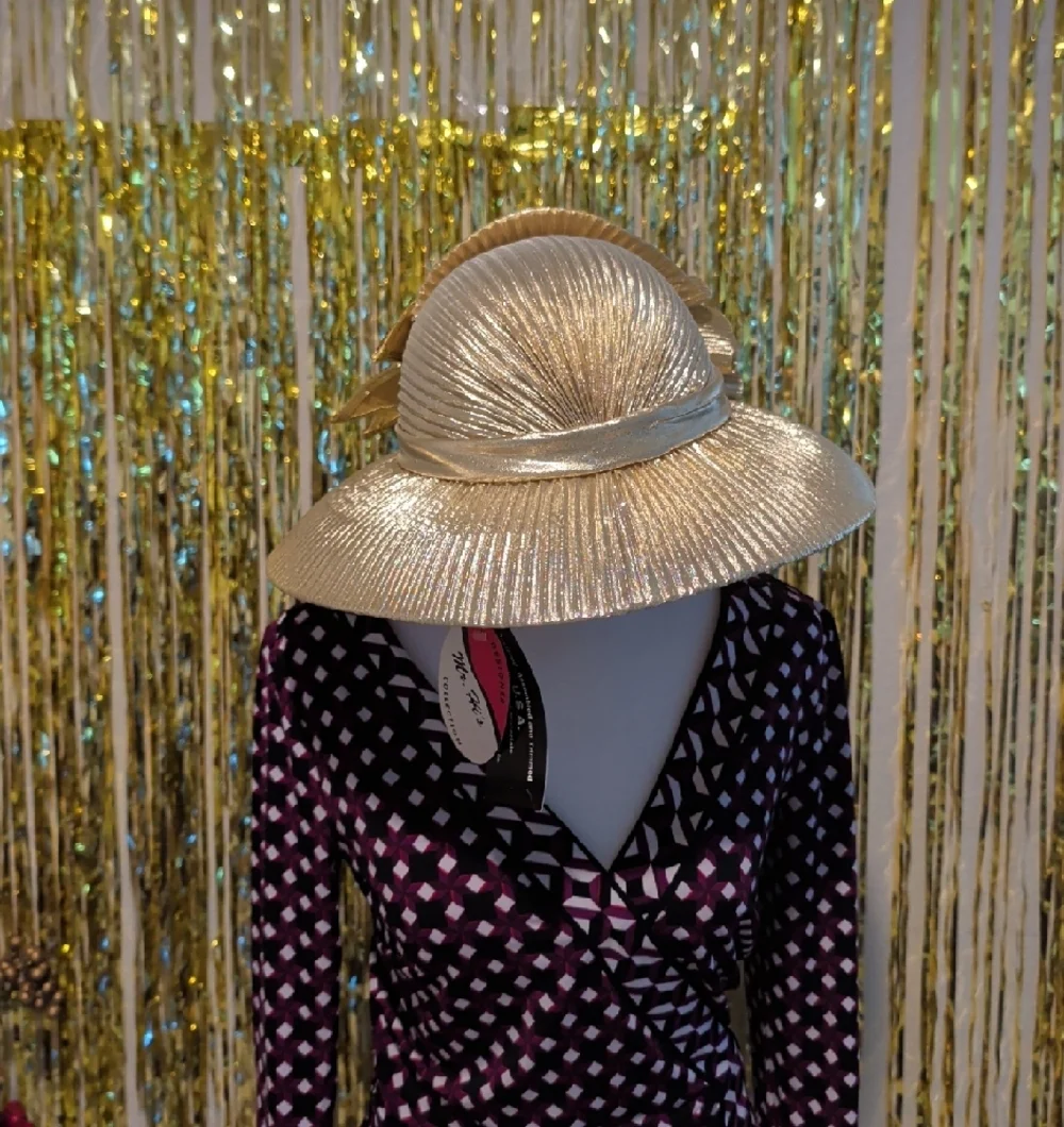 🔥Elegant Gold Party Hat with Rhinestone Bow - Mr. Hi's Collection